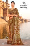 Shivika Vol 2 By Kashvi Black Moss Foil Printed Saree Suppliers In India
